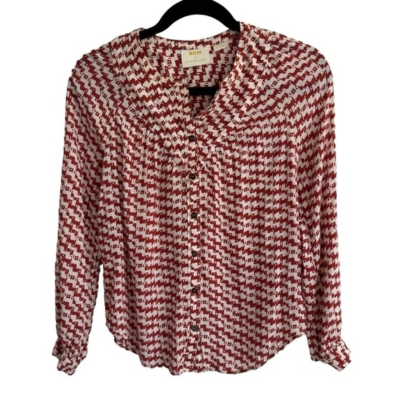 Maeve Anthropologie Avignon Scottie Dog Print Button Blouse, Size XS - Picture 2 of 6